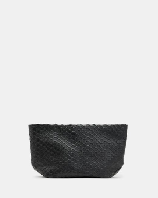 AllSaints Snake Effect Leather Hexagon Pouch in Gray | Lyst