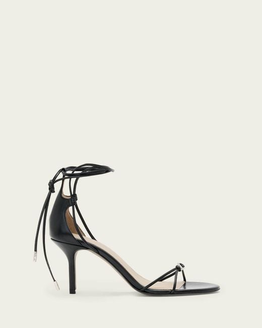 AllSaints White Ali Leather Siletto Sandals