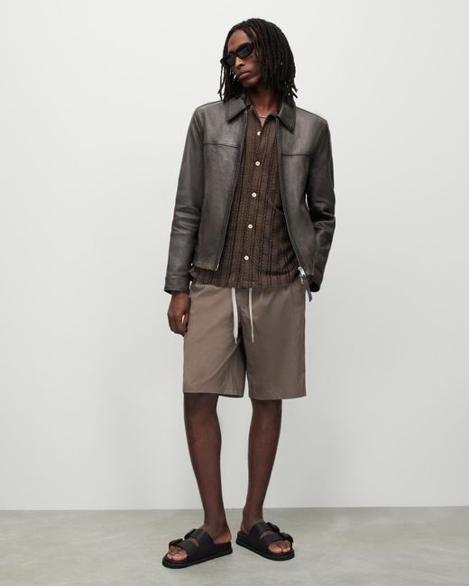 AllSaints Brown Adam Leather Jacket, for men