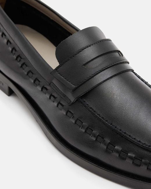 AllSaints White Sammy Leather Loafer Shoes for men