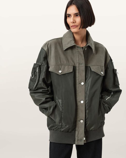 AllSaints Gray Verity Relaxed Fit Bomber Jacket