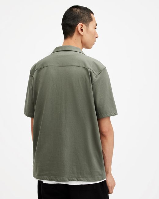 AllSaints Green Hudson Relaxed Fit Ramskull Shirt for men