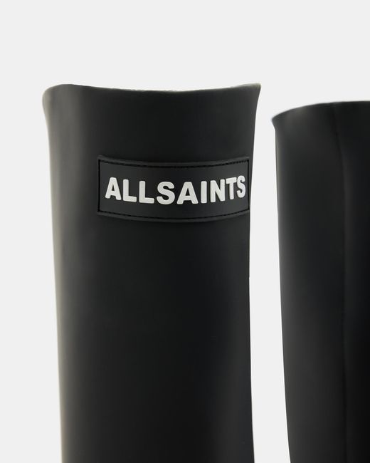 AllSaints Black Octavia Knee High Logo Boots