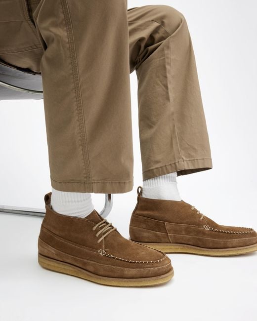 AllSaints Brown Alto Suede Round Toe Boots for men