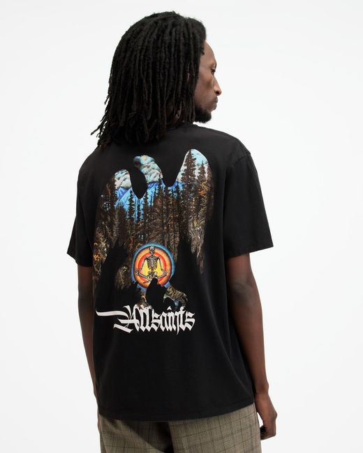 AllSaints Black Eagle Mountain Printed Crew Neck T-shirt, for men