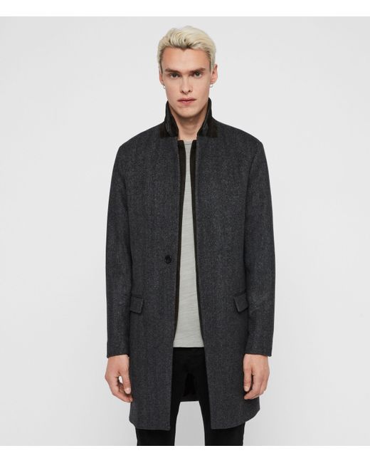 AllSaints Black Merton Cashmere Blend Coat for men