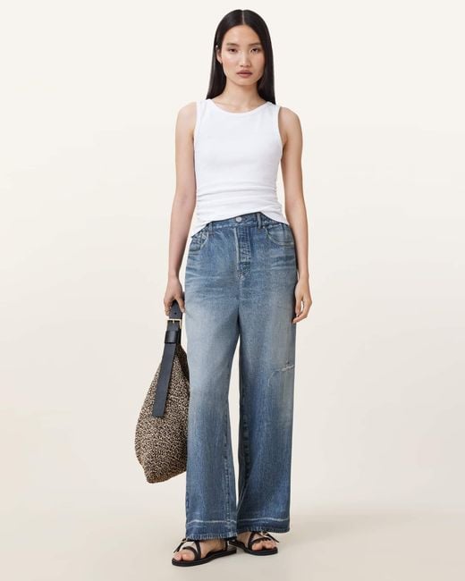 AllSaints Blue Tyler Illusion Straight Leg Trousers