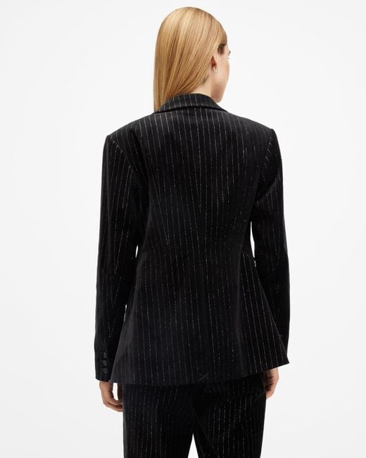 AllSaints Black Sevenh Tailored Velvet Blazer