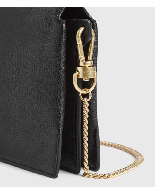 AllSaints Fletcher Leather Cross Body Bag in Black | Lyst