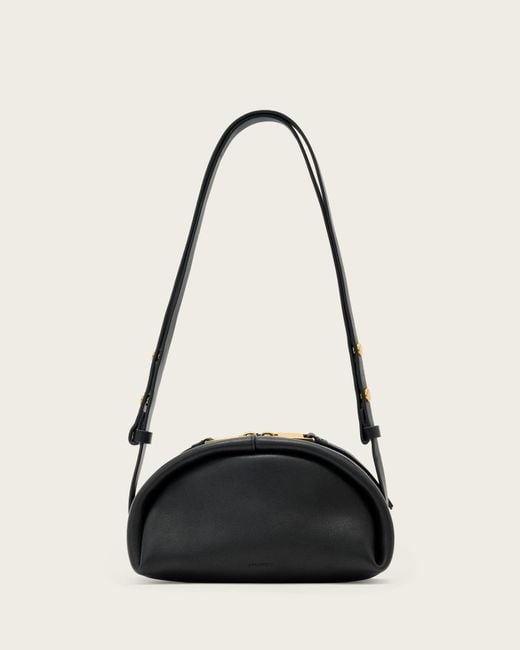AllSaints Natural Rosalie Arc Leather Crossbody Bag