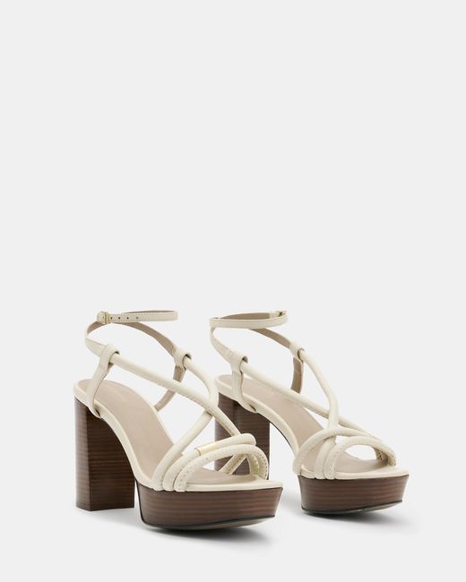 AllSaints White Bella Leather Platform Heel