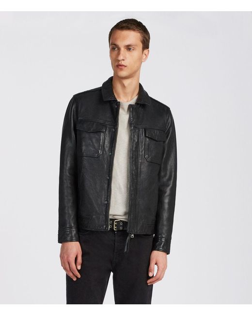 AllSaints Black Forum Leather Jacket for men