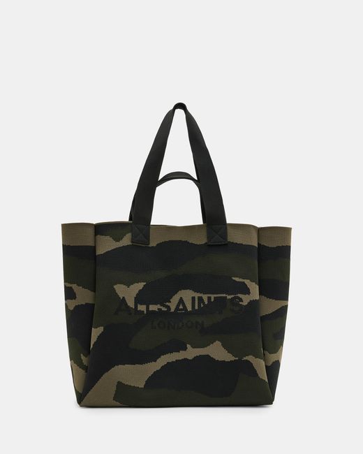 AllSaints Black Izzy Logo Print Knitted Tote Bag,