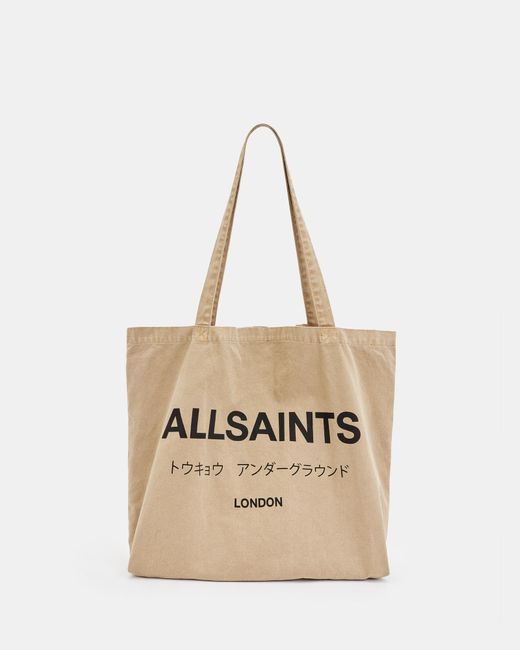 AllSaints Natural Underground Logo Printed Tote Bag for men