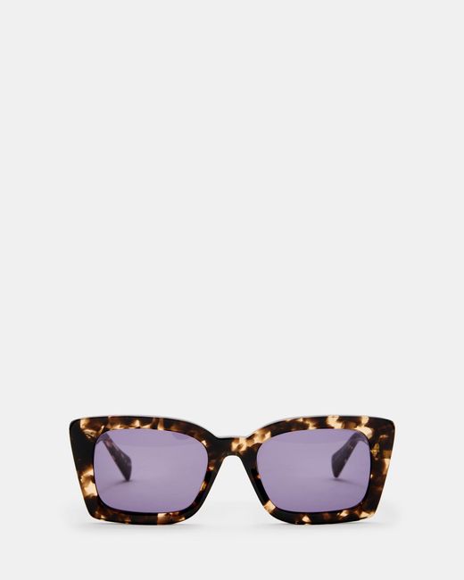 AllSaints Purple Marla Square Bevelled Sunglasses