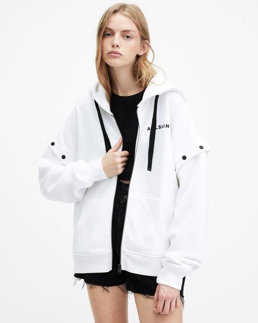 AllSaints White Access Amphia Oversized Logo Hoodie