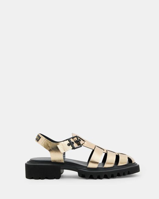 AllSaints White Nessa Chunky Leather Sandals