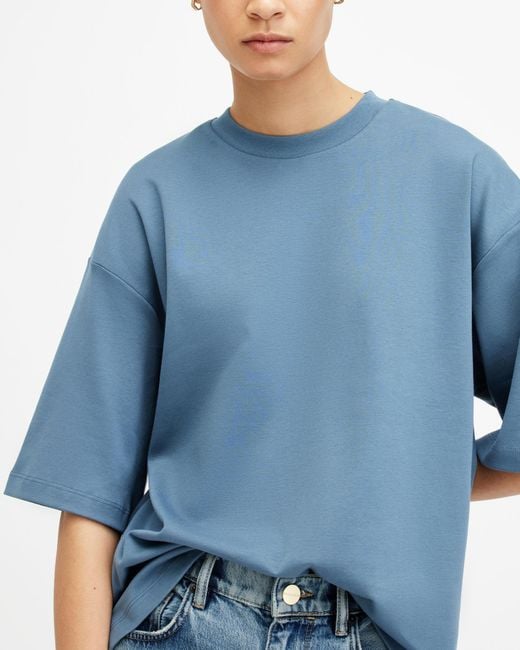 AllSaints Blue Amelie Oversized Boxy T-shirt