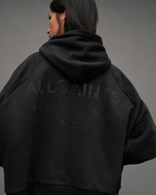 AllSaints Black Talon Logo Oversized Hoodie