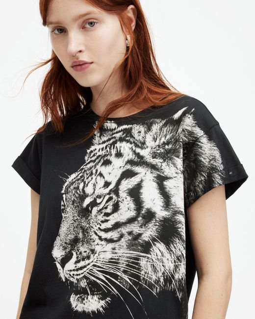 AllSaints Black Tigress Anna Crew Neck T-shirt