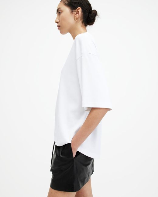 AllSaints White Amelie Oversized Boxy T-shirt