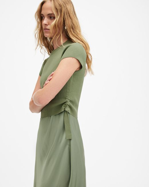 AllSaints Green Hayes 2-in-1 Maxi Dress,