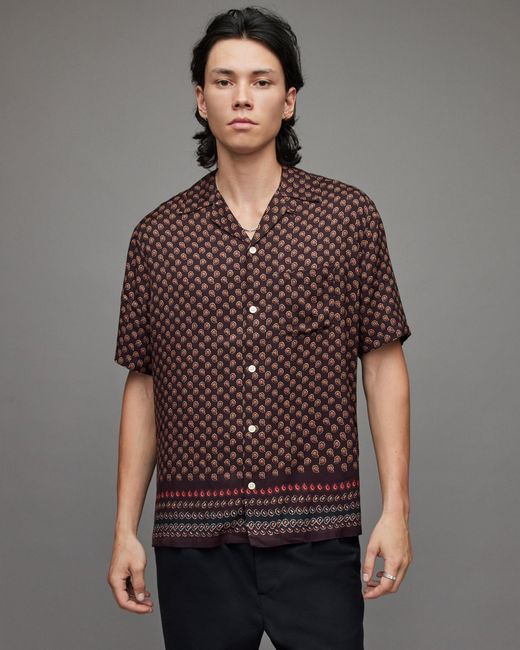 AllSaints Gray Ignis Paisley Shirt for men