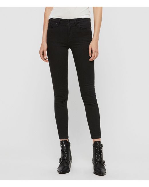 AllSaints Black Women's Cotton Grace Skinny Mid-rise Jeans