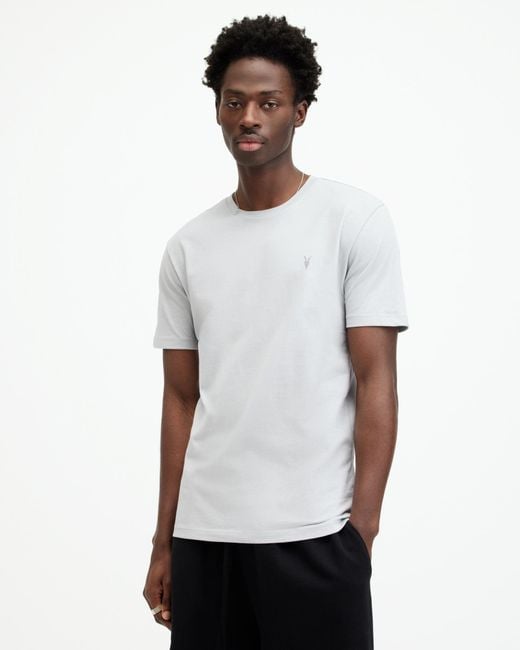 AllSaints White Brace Brushed Cotton Crew Neck T-shirt, for men
