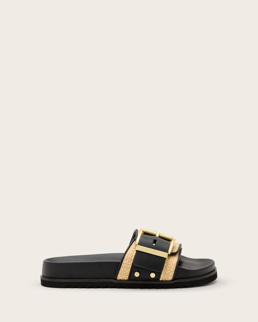 AllSaints Multicolor Ellie Studded Buckle Leather Sliders