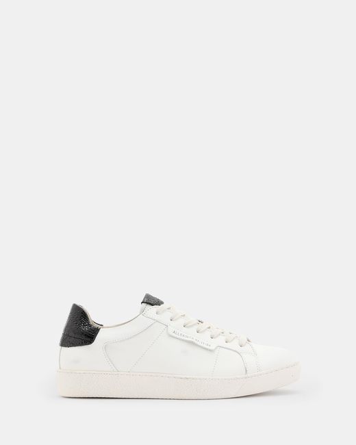 AllSaints White Sheer Round Toe Leather Trainers