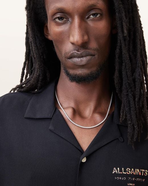 AllSaints Black Arbner Skinny Chain Necklace for men