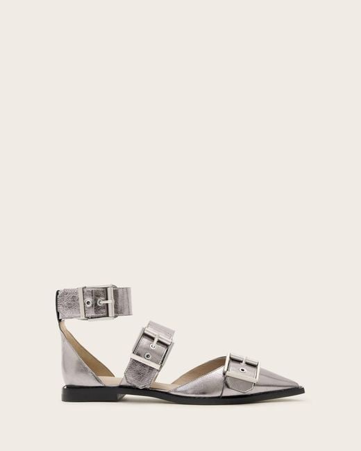 AllSaints Natural Goat Leather Sutton Metallic Leather Point Toe Shoes, /Us 8/Eu 38