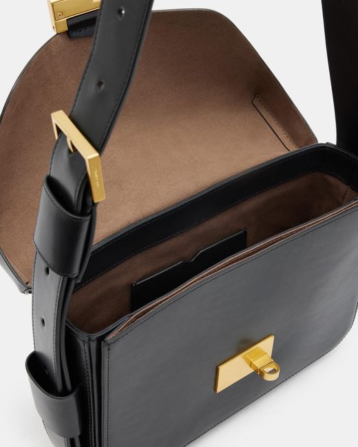AllSaints Gray Etienne Leather Shoulder Bag,