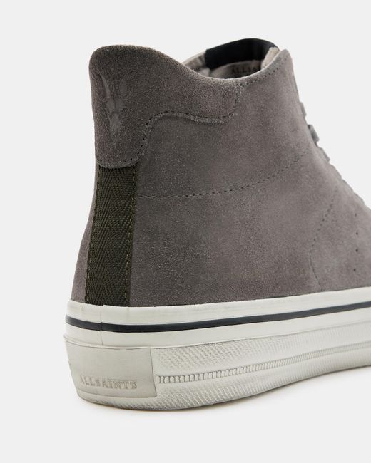 AllSaints White Lewis Lace Up Suede High Top Sneakers for men