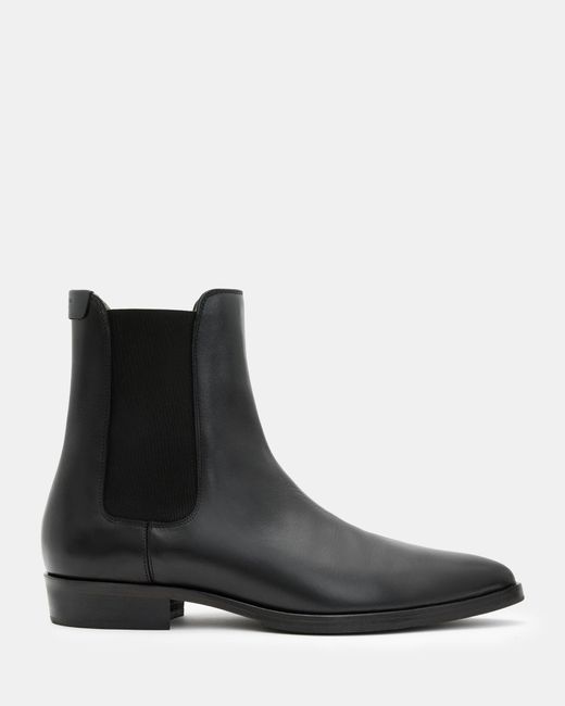 AllSaints Steam Leather Chelsea Boots in Black for Men | Lyst