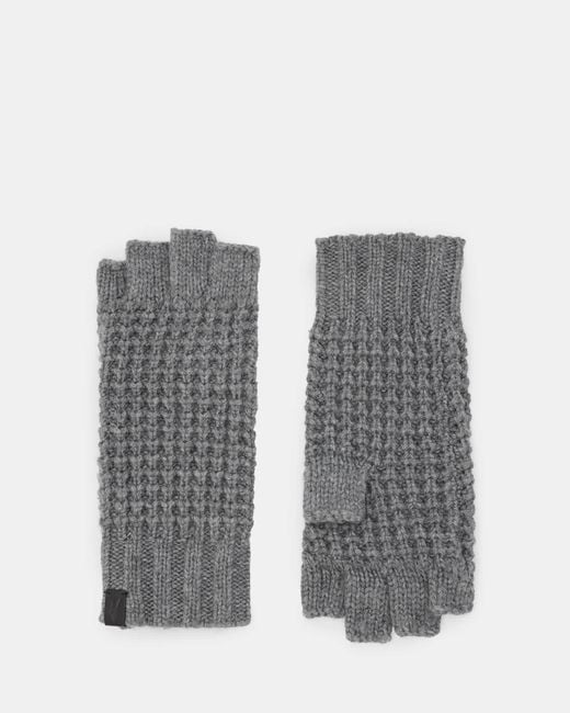 AllSaints Gray Nevada Fingerless Wool Blend Gloves,, Marl for men