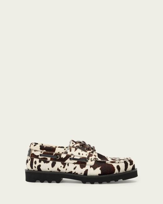 AllSaints White Leather Skiff Boat Shoe, /Us 8/Eu 41 for men