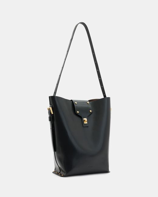 AllSaints Black Miro Adjustable Leather Shoulder Bag