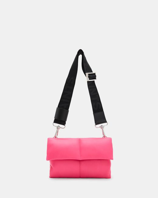 AllSaints Pink Ezra Quilted Leather Crossbody Bag