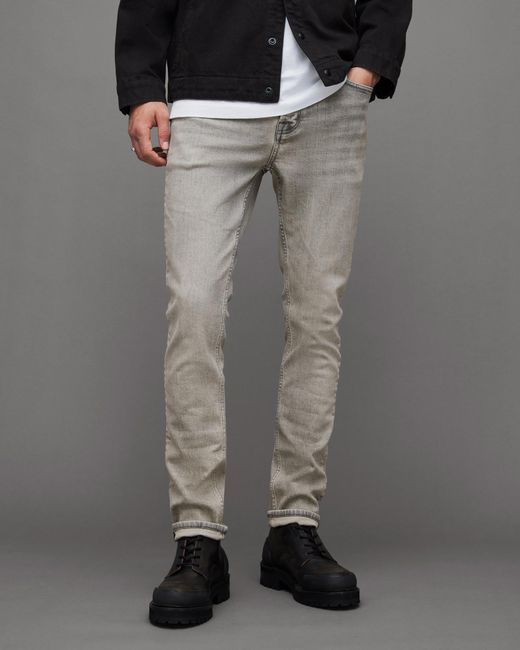 AllSaints Gray Cigarette Skinny Fit Stretch Denim Jeans for men