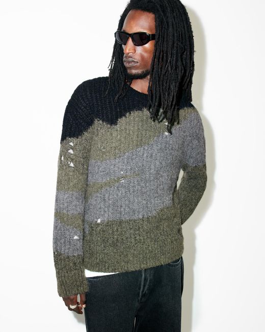 AllSaints Gray Oversized Intarsia Knit Jumper for men