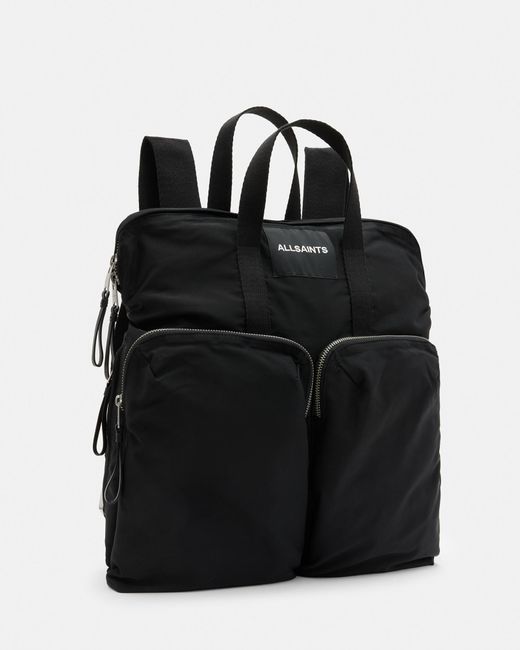 AllSaints Black Force Multiple Pocket Recycled Backpack, for men