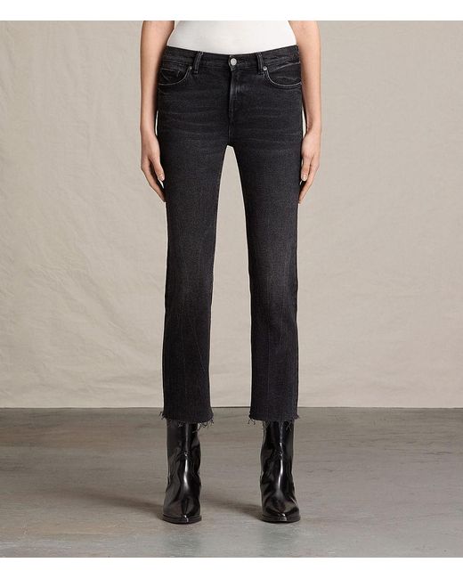 AllSaints Black Zoe Cropped Bootcut Jeans