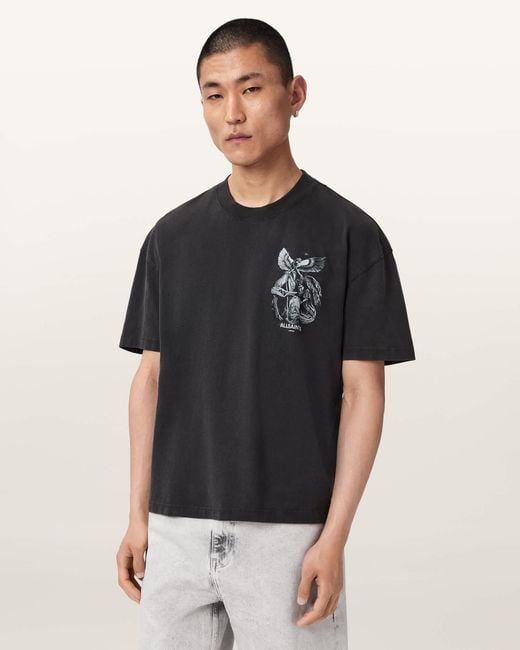 AllSaints Black Vanguard Short Sleeve Graphic T-Shirt for men