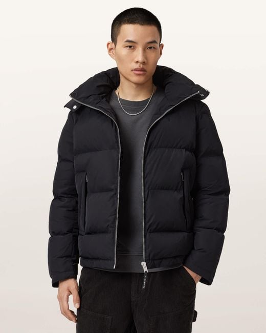 AllSaints Black Marlo Ramskull Puffer Jacket for men