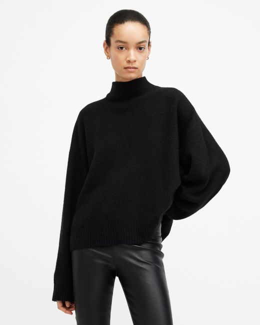 AllSaints Black Asha Soft Fluffy Sweater