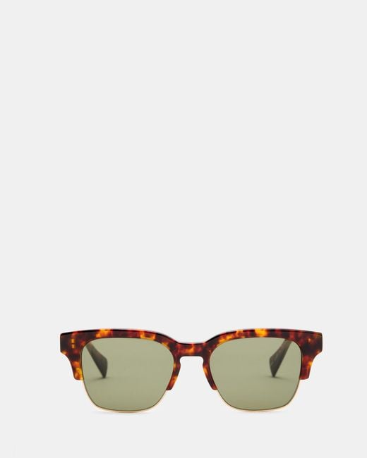 AllSaints Green Zinner Retro Square Sunglasses, for men