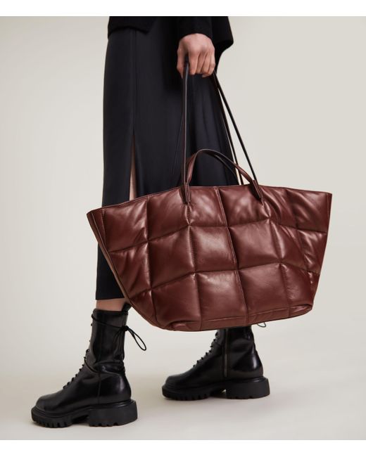 AllSaints Brown Women's Nadaline Quilted Leather Tote Bag