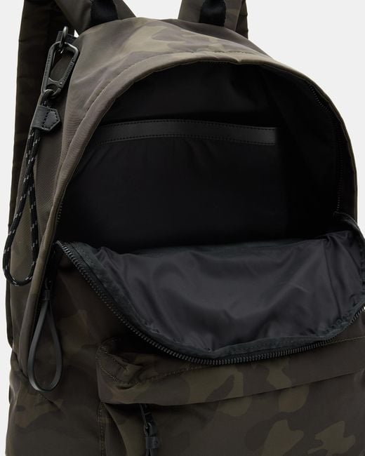 AllSaints Black Carabiner Embossed Logo Backpack for men